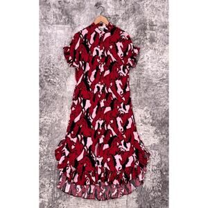 Anthropologie Red and Black Midi Dress